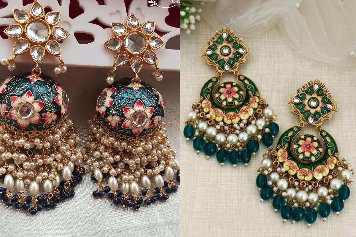 Meenakari Jhumkas – Colorful & Artistic (Image Source: Pinterest)