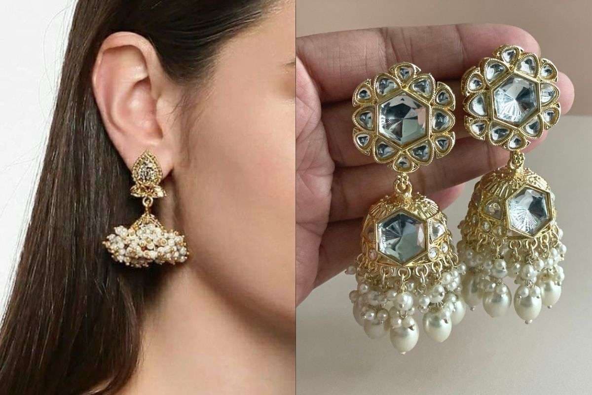 Pearl Jhumkas – Graceful & Modern (Image Source: Pinterest)