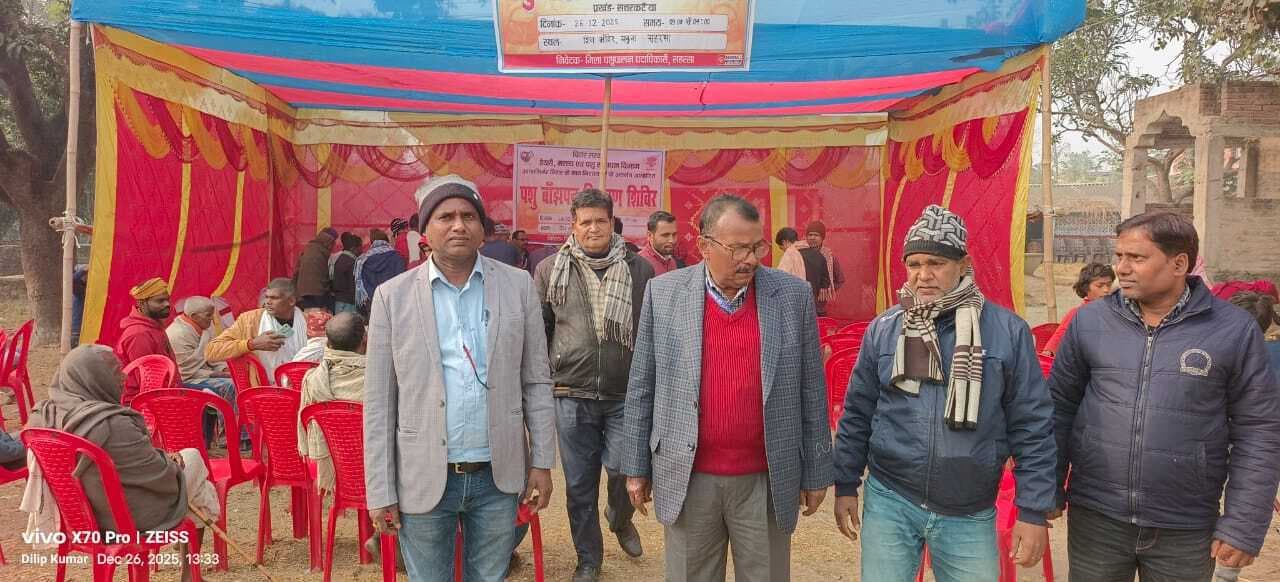 पशु बांझपन शिविर में 315 पशुओं की जांच कर दी गयी दवा