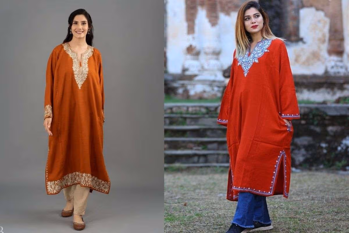 kashmiri phiran style suit (Image Source: Pinterest)