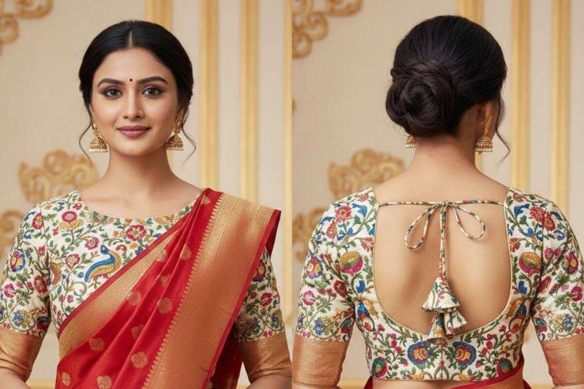 white colour print blouse