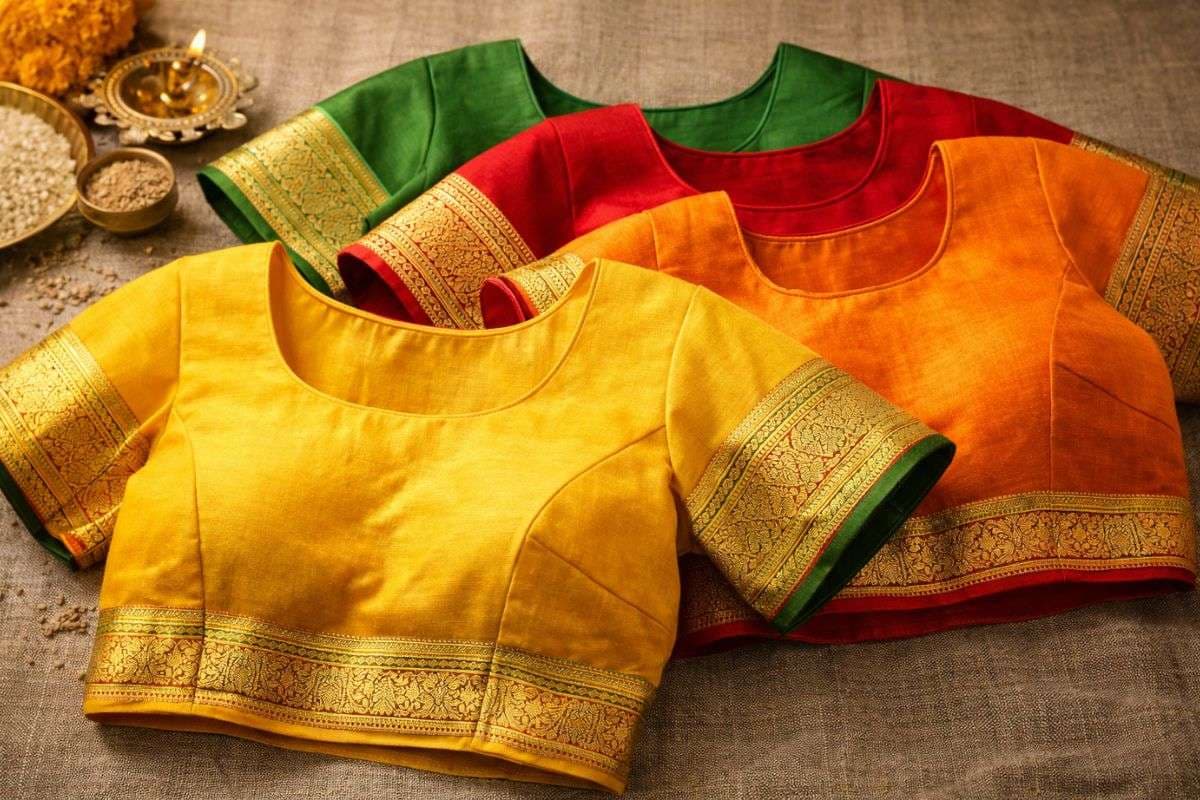 Cotton silk blouse designs