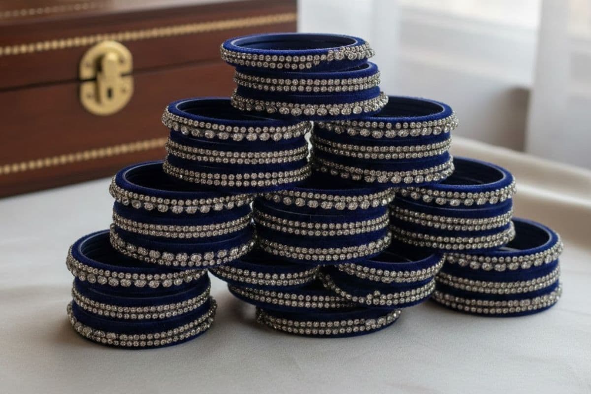 Dark Blue Velvet Bangles