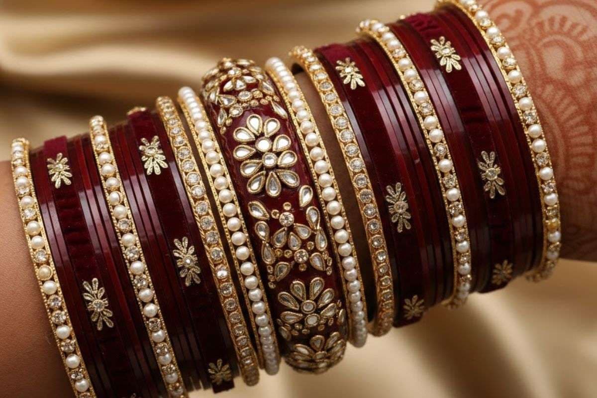 Deep Maroon Colored Bangle Design