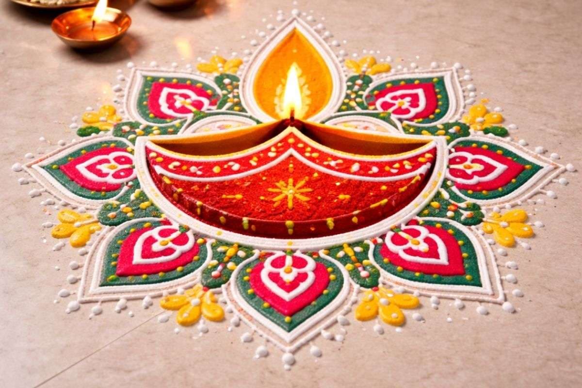 Diya themed rangoli