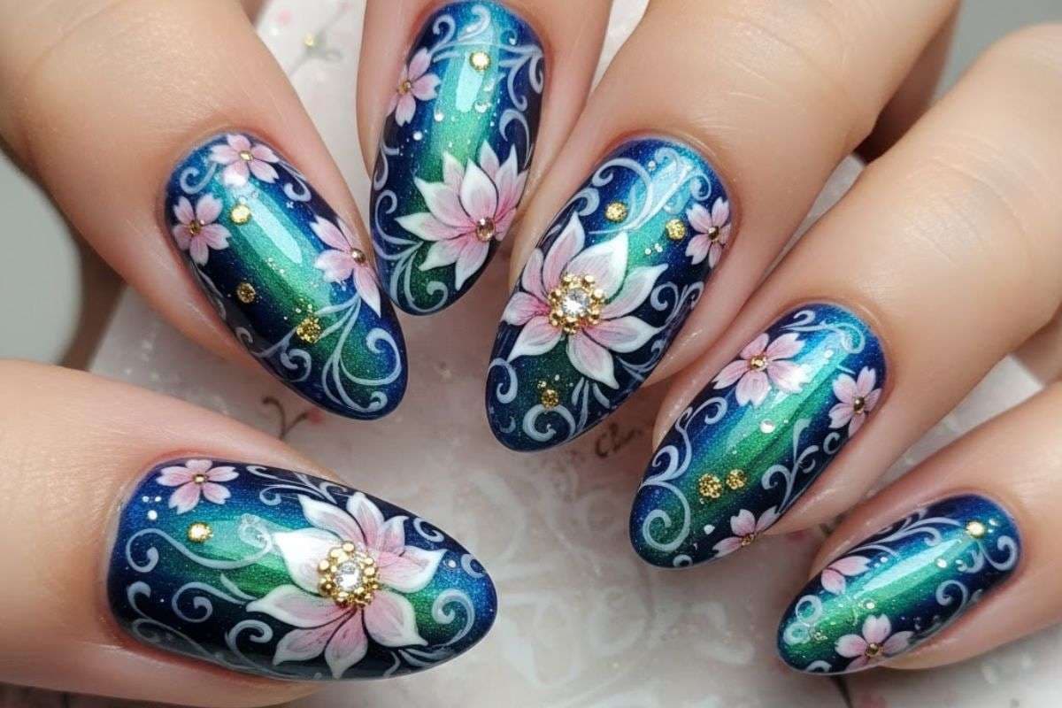 Floral Design Nail Art