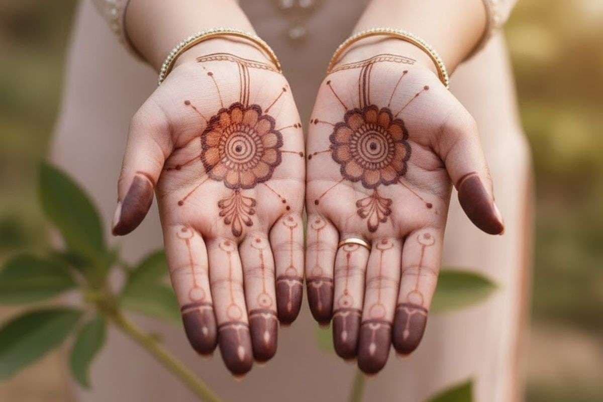 Front Hand Minimal Look Mehndi Design