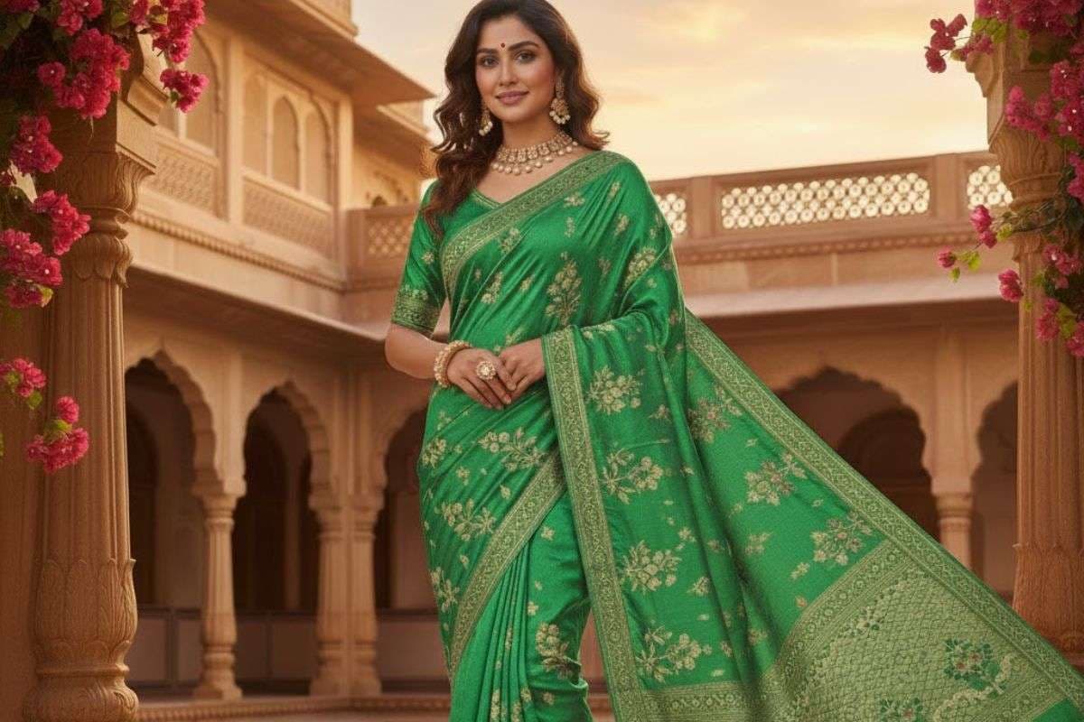 Green Thread Work Saree