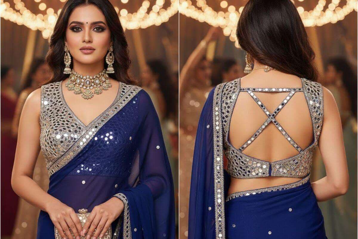 Mirror Work Sleeveless Blouse