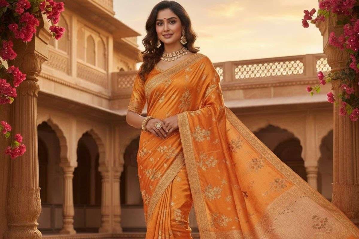 Orange Coloured Kanjeevaram Saree