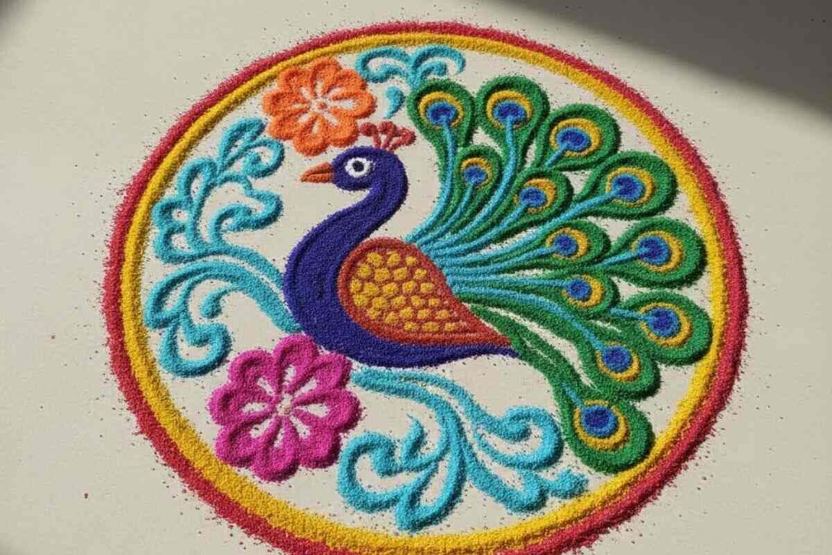 Peacock Rangoli Design