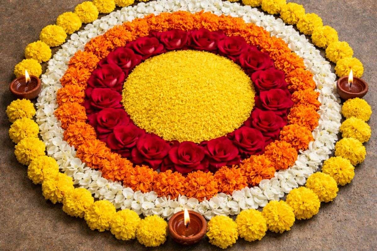 Round flower rangoli design