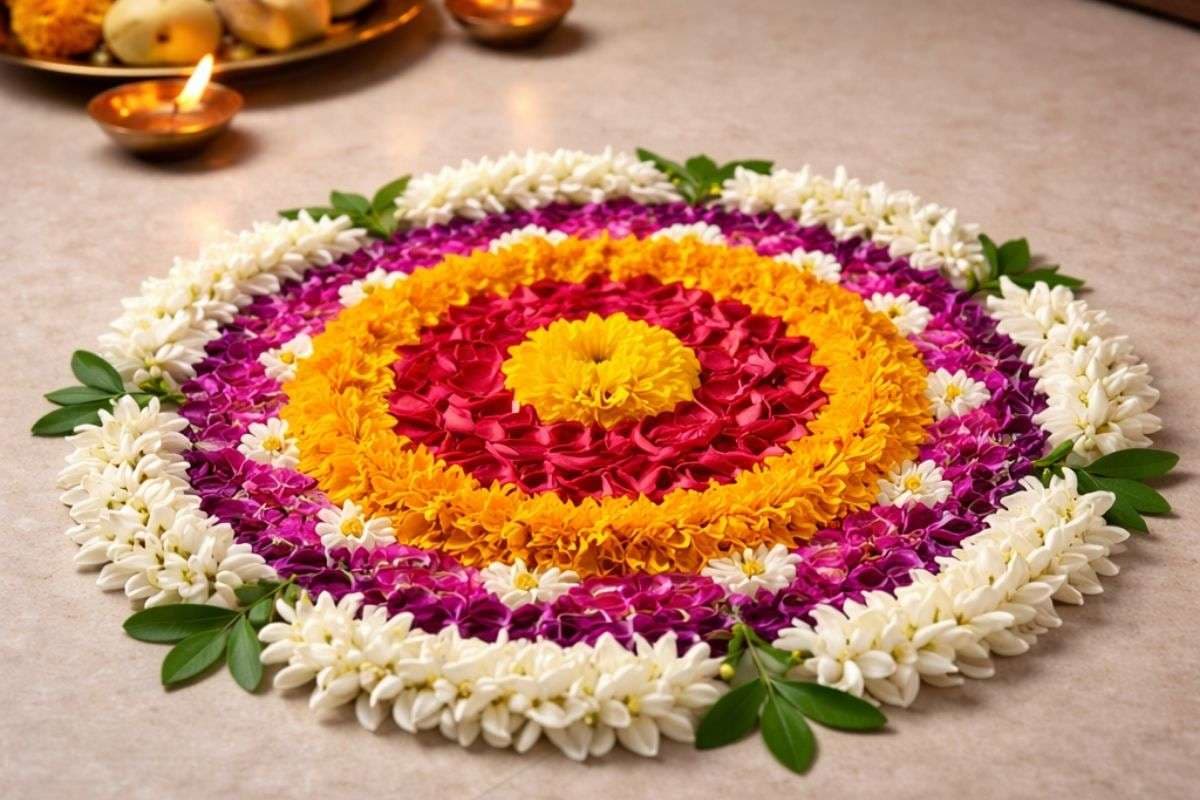 Simple flower rangoli