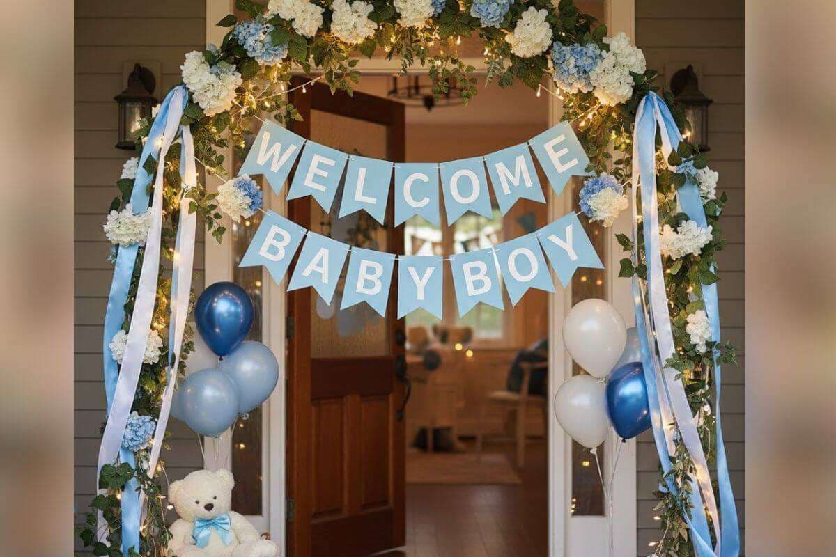 Welome banner decoration for baby boy