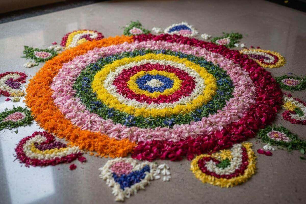 colourful flower rangoli