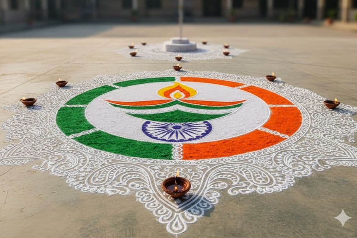 deep aur tirange ki rangoli