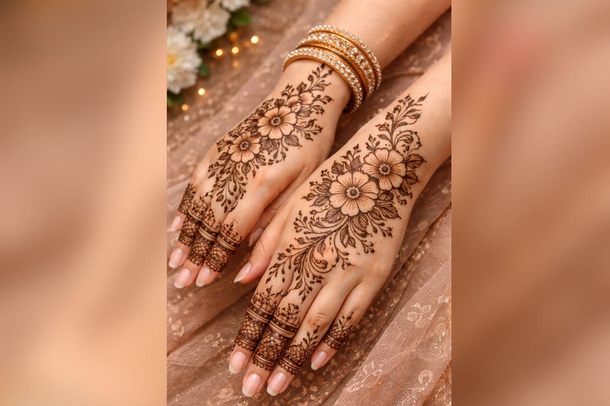 floral and bail patter mehndi design