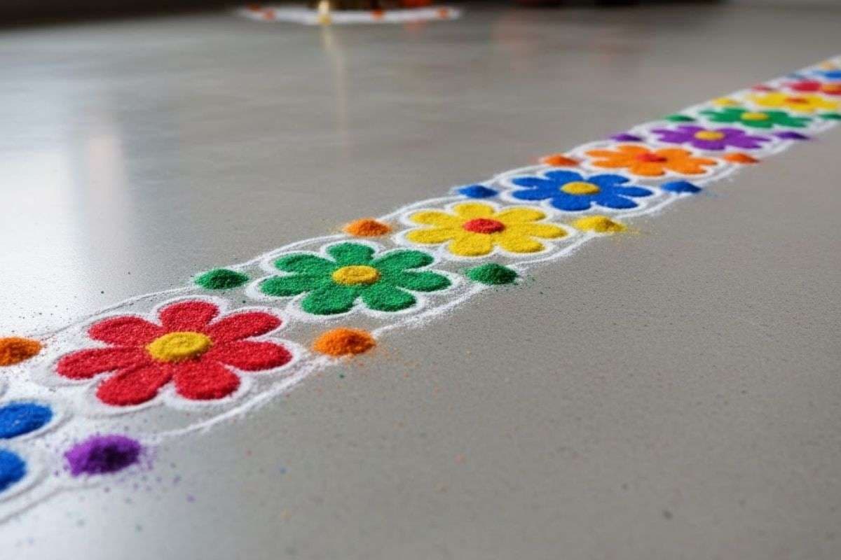floral border rangoli