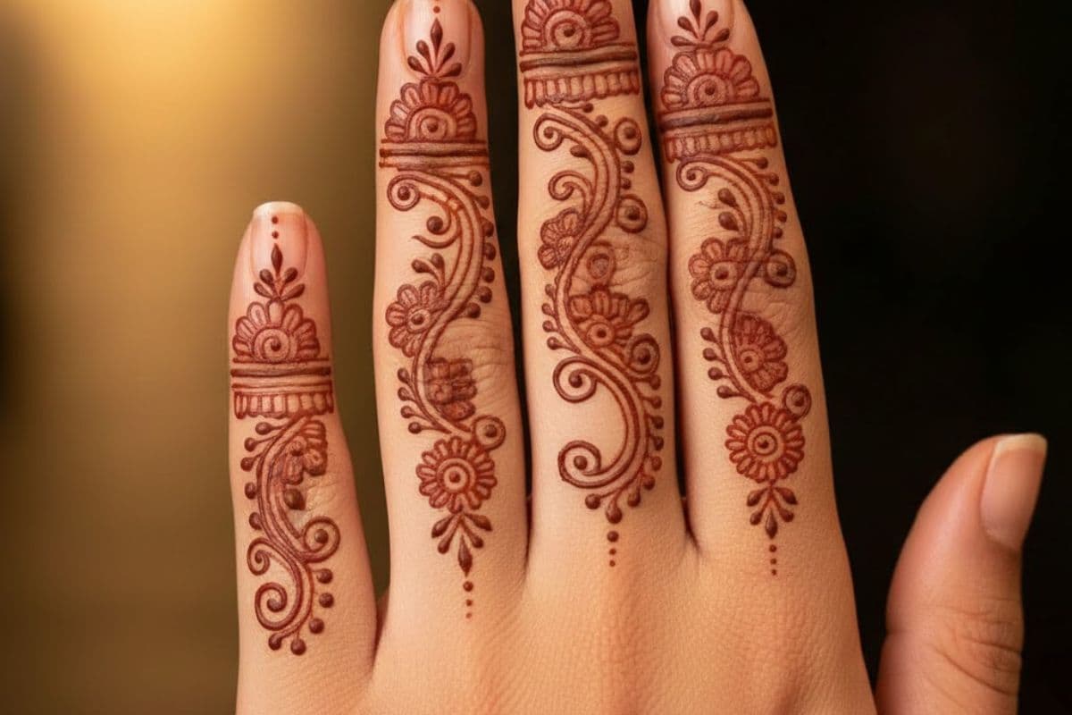floral finger mehndi