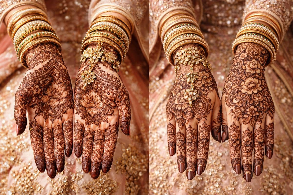 floral mehndi design for bride