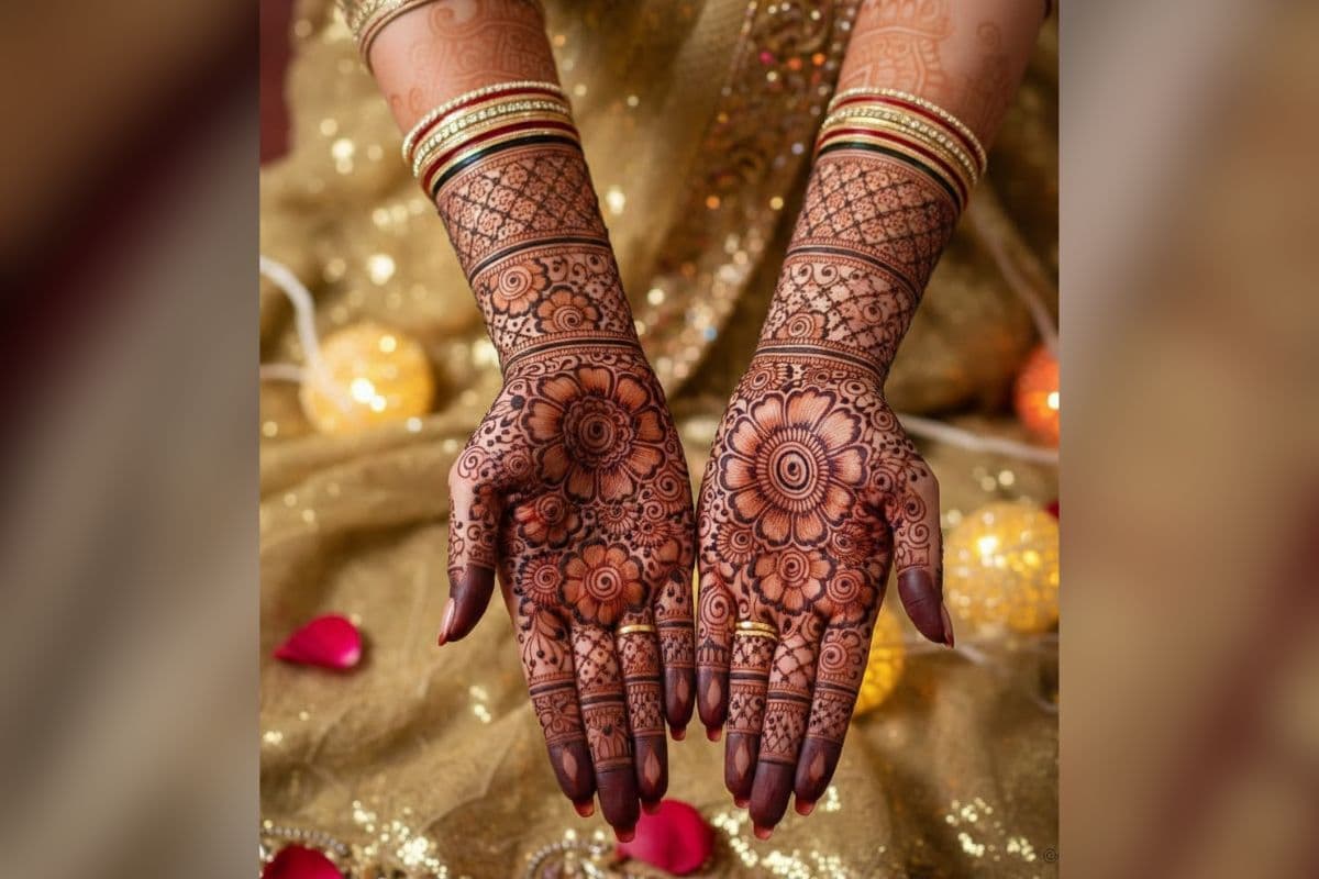 full hand floral mehndi design