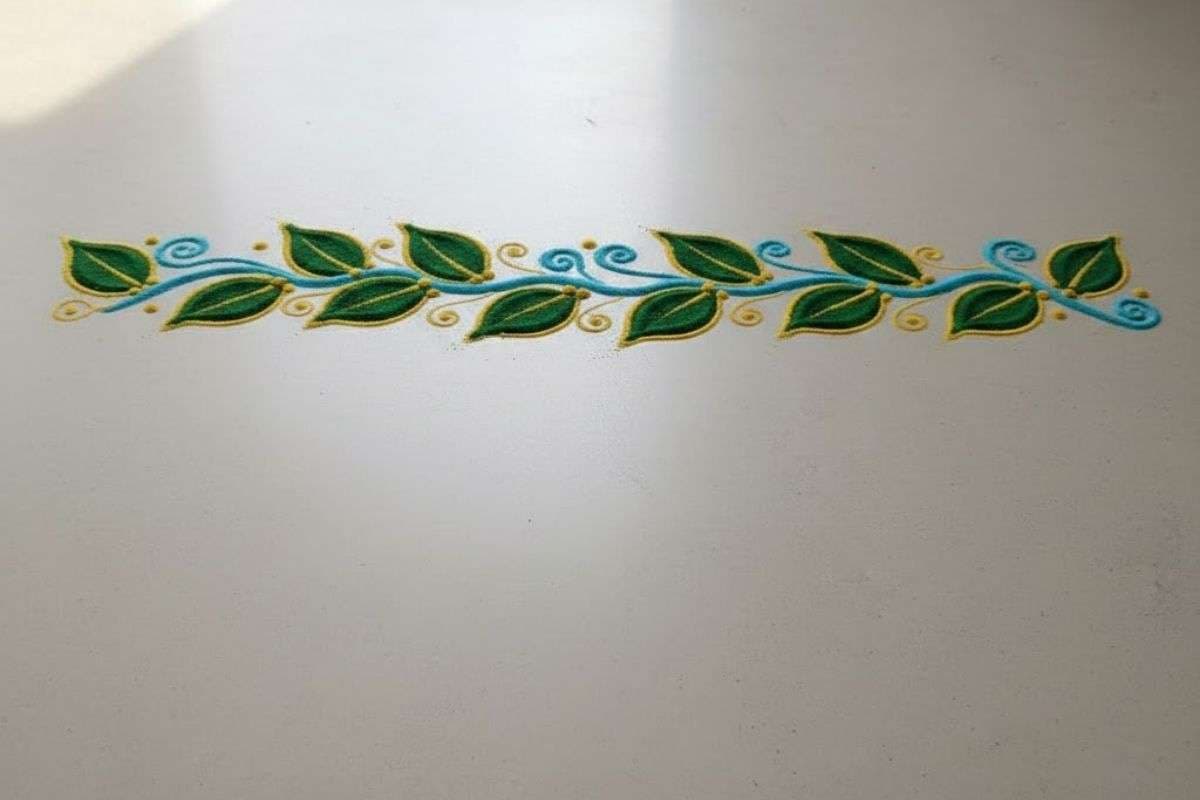 leaf and bel pattern rangoli