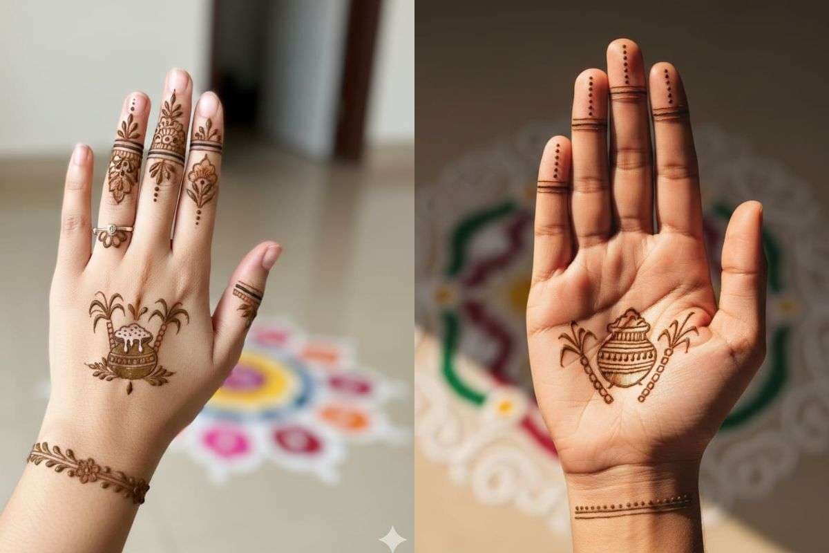 minimal pongal mehndi desigen
