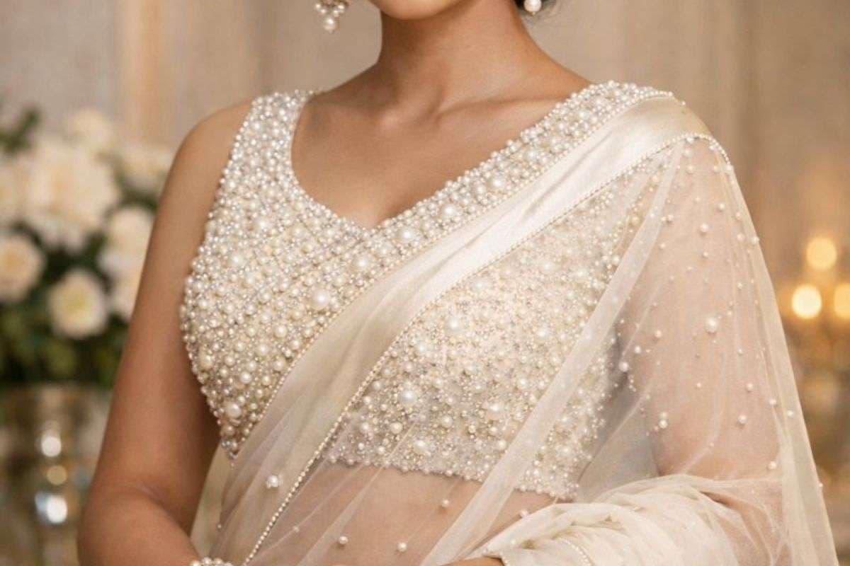 pearl work sleeveless blouse