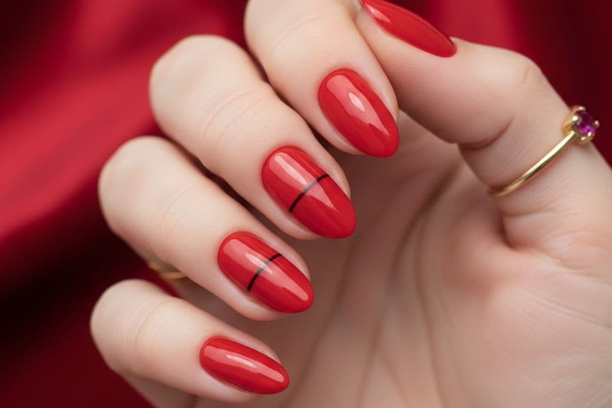 simple red nail art
