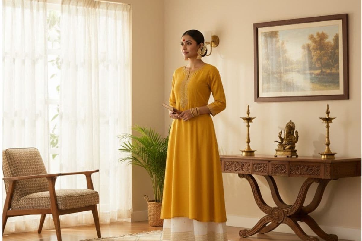 yellow kurta and palazzo