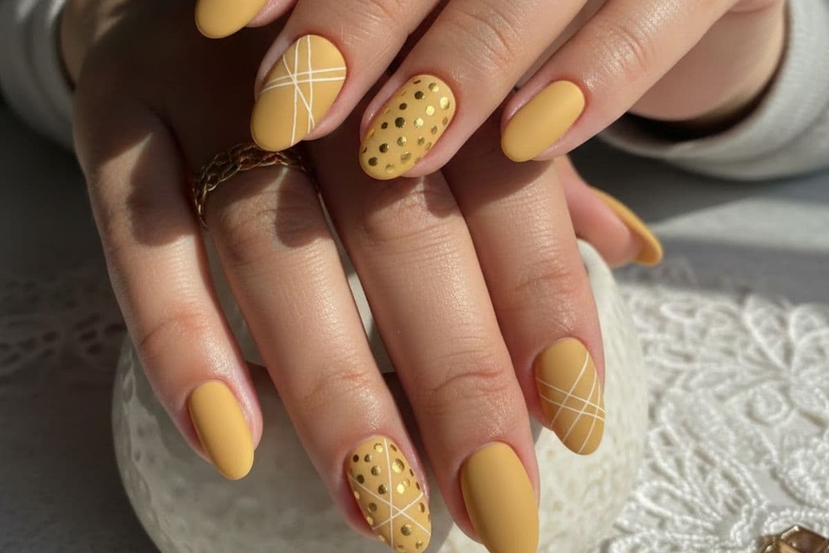 yellow matte nail art