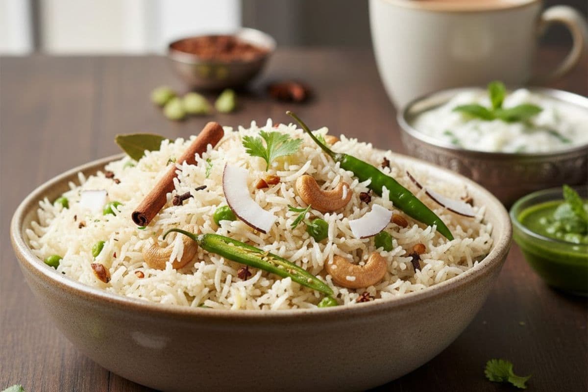 लंच में करना है कुछ नया ट्राई, तो झटपट बना लें कोकोनट मिल्क पुलाव