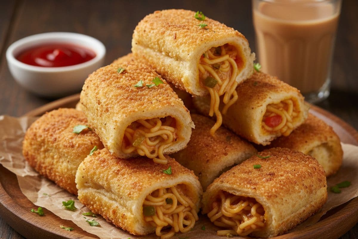 बच्चों का फेवरेट लंच बॉक्स स्नैक, 10 मिनट में तैयार करें कुरकुरे मैगी ब्रेड रोल