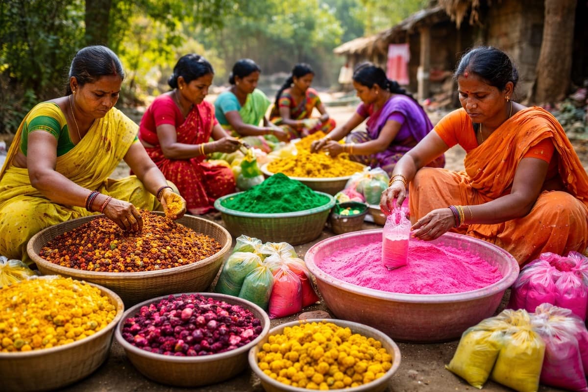 होली के लिए हर्बल गुलाल बना रहीं सरायकेला-खरसावां की महिलाएं, सज गए बाजार