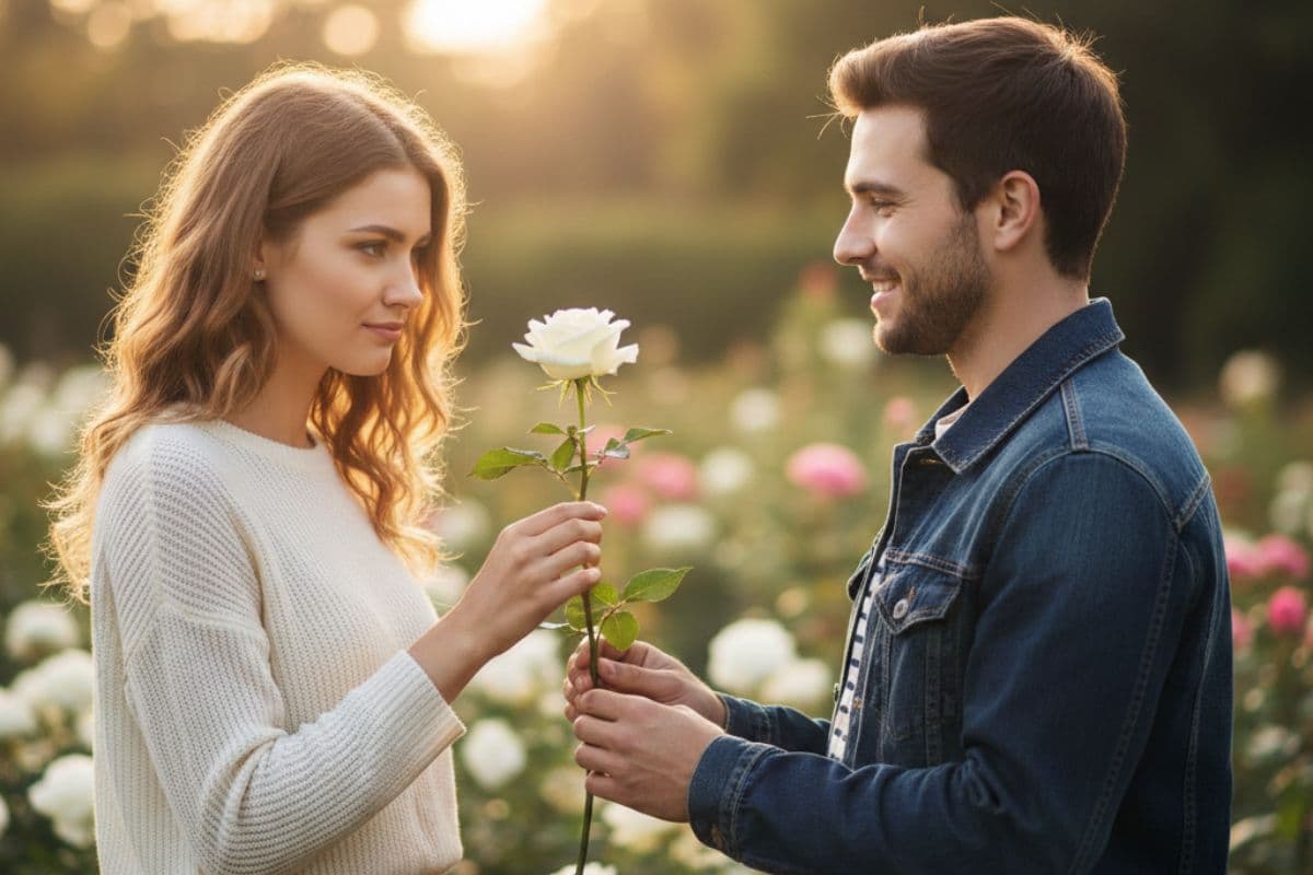 White rose for peace and apology on Rose Day