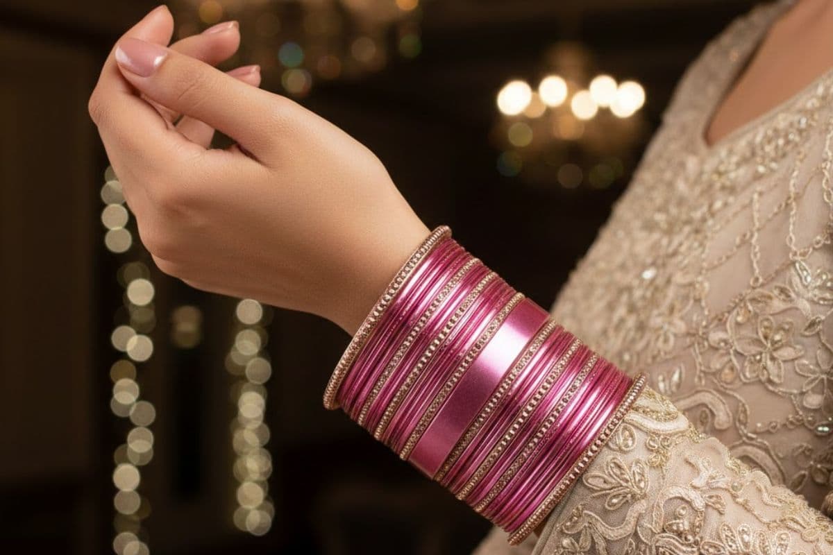 pink metal bangles
