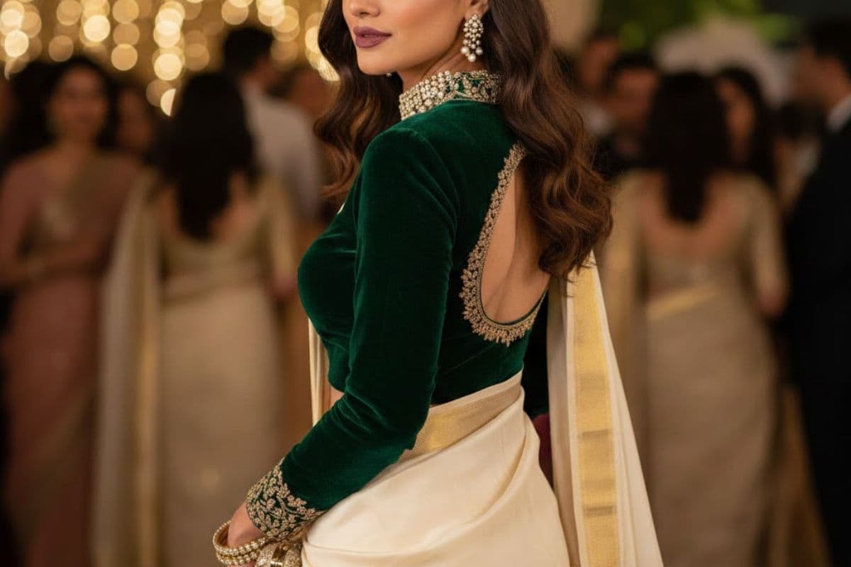 velvet full sleeve blouse design