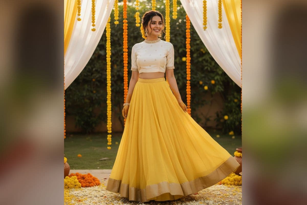 yellow and white combination for haldi