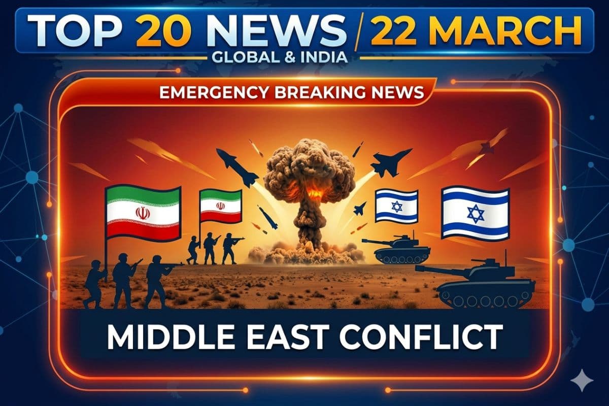 22 मार्च की टॉप 20 खबरें: ईरान ने 4000 KM दूर US बेस पर दागी मिसाइल, जंग रोकने सामने आए 22 देश