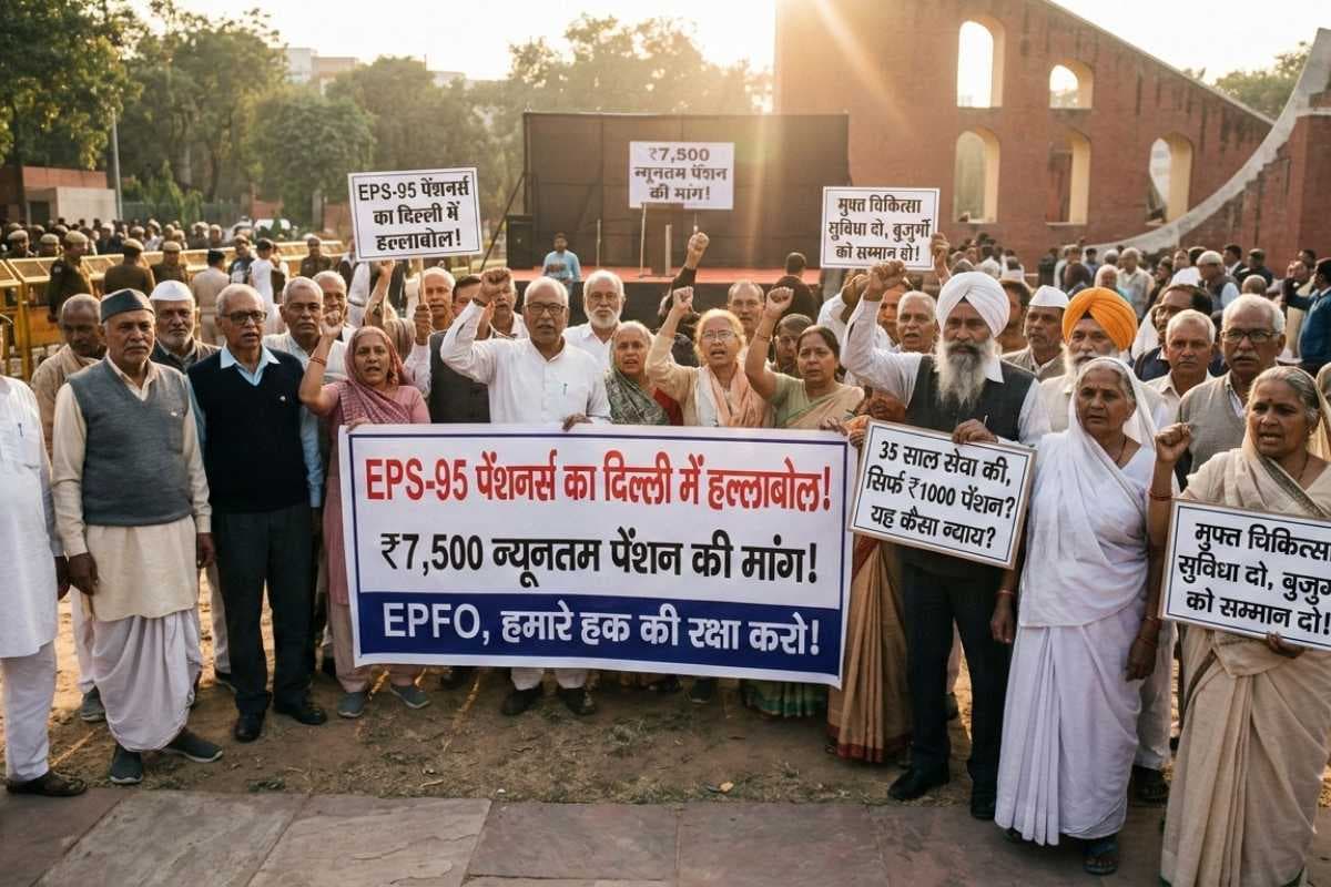 35 साल की नौकरी और पेंशन सिर्फ ₹1,171? EPS-95 पेंशनर्स का दिल्ली में जोरदार प्रदर्शन