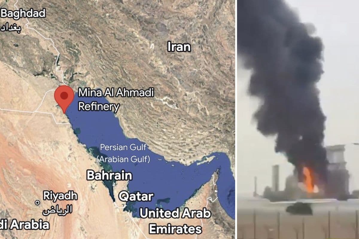 ईद की सुबह कुवैत में ड्रोन हमला, ईरानी अटैक से मीना अल-अहमदी रिफाइनरी बनी आग का गोला