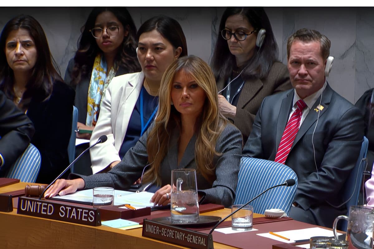UN सुरक्षा परिषद मीटिंग में पहुंची ट्रंप की पत्नी, बच्चों की सुरक्षा पर बोलीं; ईरान ने बताया ढोंग