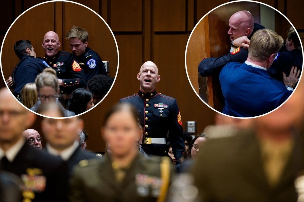 US सीनेट में ईरान युद्ध का विरोध: पूर्व अमेरिकी सैनिक का हाथ टूटा, सीनेटर पर आरोप