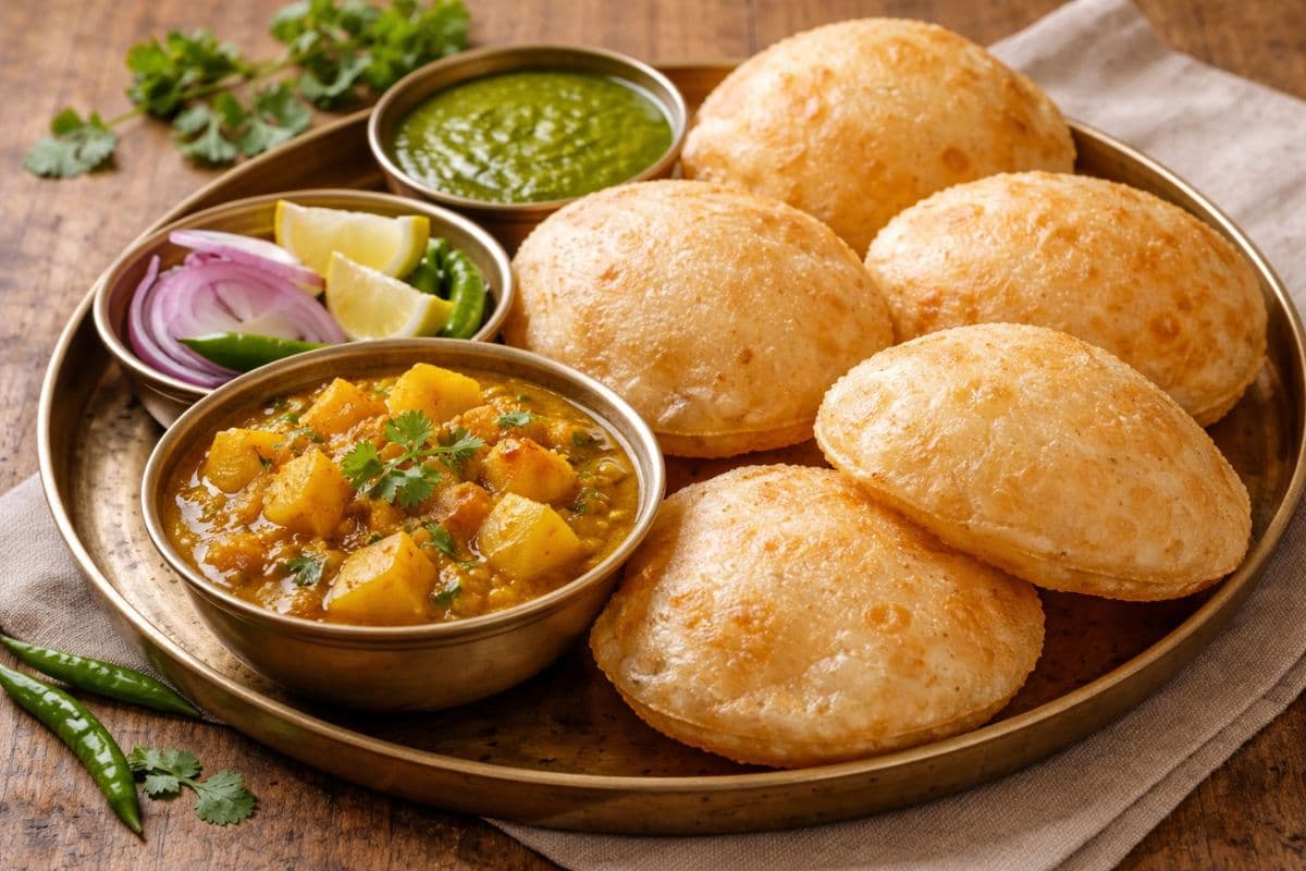 घर पर बनाएं भंडारा स्टाइल मसालेदार आलू कुरकुरी पूरी, नोट करें आसान रेसिपी