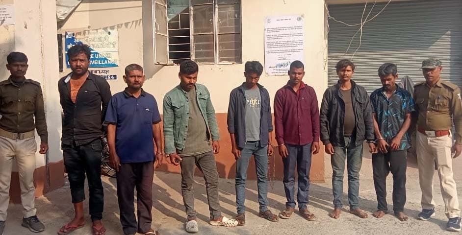 मरंगा पुलिस ने सात अभियुक्त को भेजा जेल