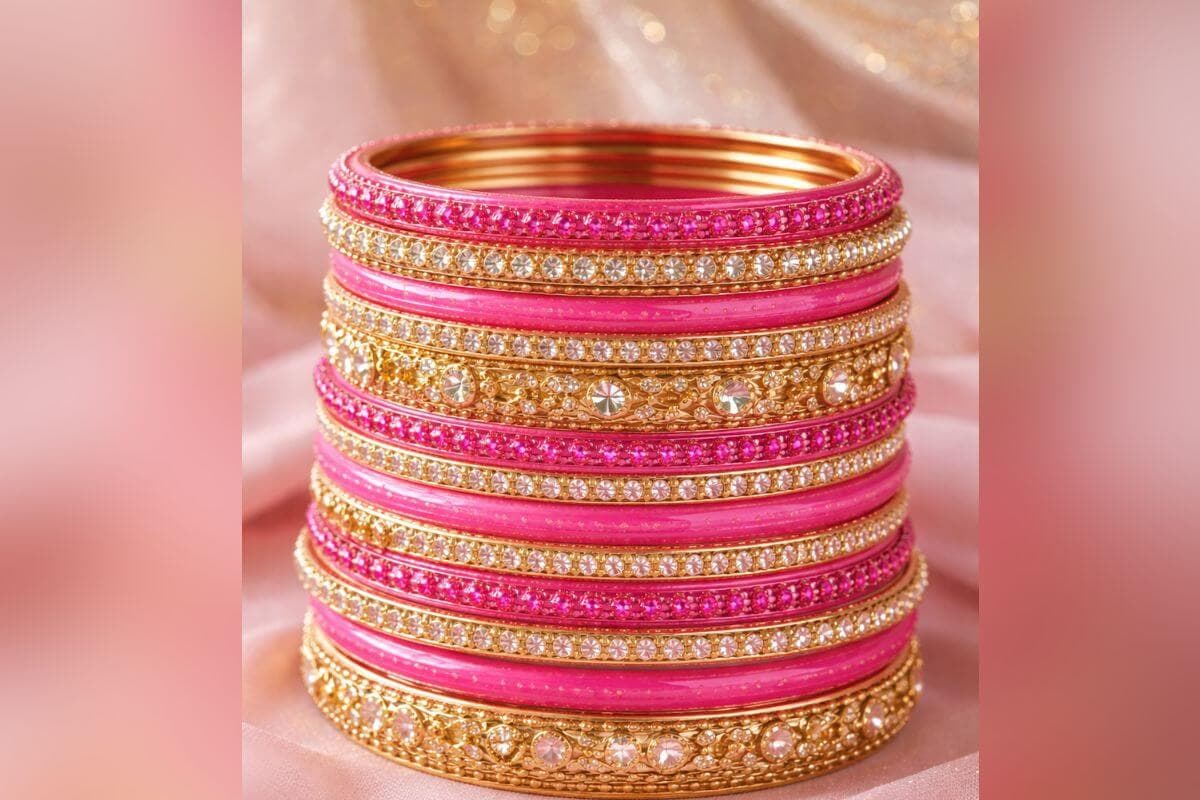 pink and golden bangles