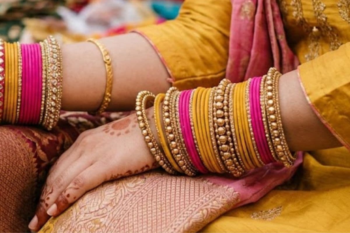 pink and yellow bangles