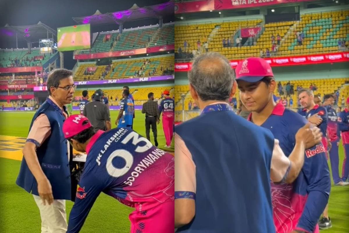 बैटिंग में आग और स्वभाव में सादगी, वैभव सूर्यवंशी ने छुए हर्षा भोगले के पैर, Video Viral