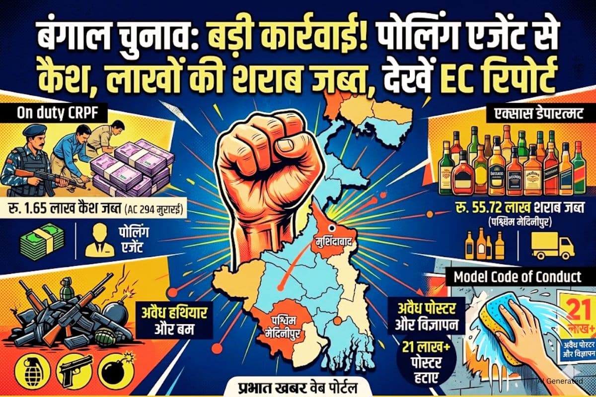 बंगाल चुनाव में बड़ी कार्रवाई, पोलिंग एजेंट से मिला कैश, अब तक 481 करोड़ की जब्ती