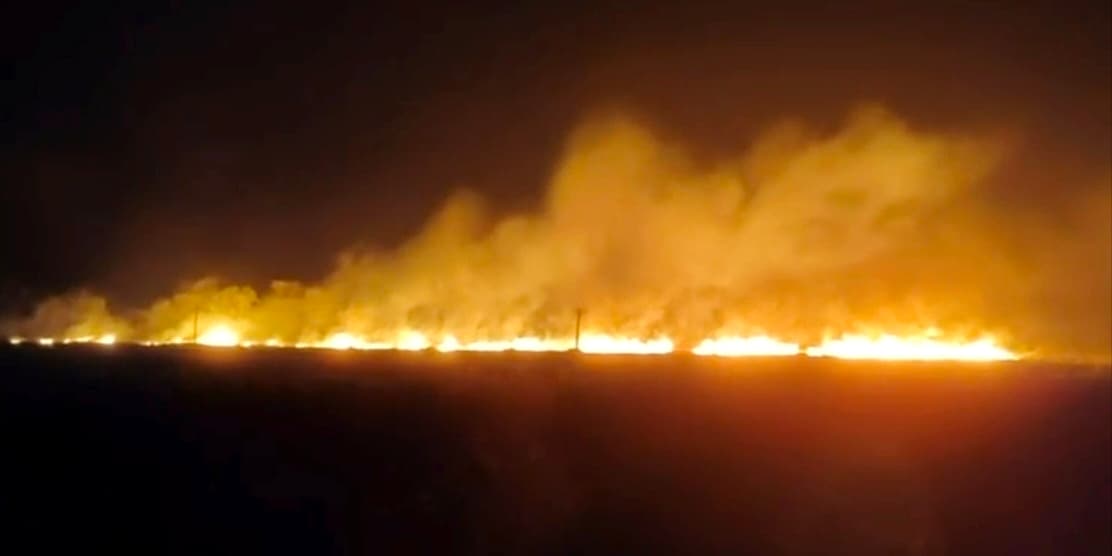 हाइटेंशन तार की चिंगारी से लगी भीषण आग, 25 बीघा से अधिक गेहूं की फसल राख